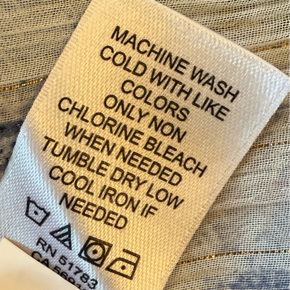 Maurices Blue White Tie-Dye Sparkle Top Kimono 0X or 1X Swim Cover up - Picture 5 of 6